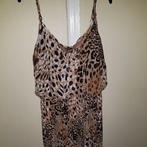 Women's Plus Size Leapord Print Summer Dress(Maxi)